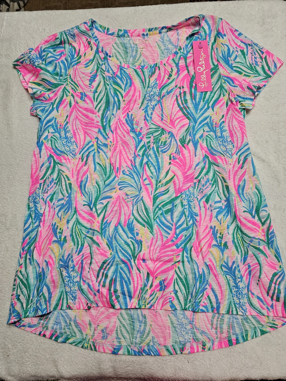 NWT Lilly Pulitzer Etta Scoop Neck Top Sea Turtle Soiree Size L